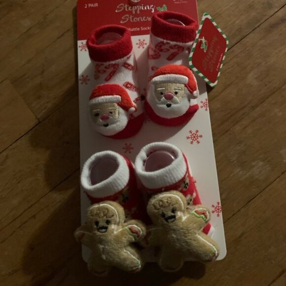 Stepping Stones Santa and Gingerbread rattle booties - Picture 2 of 7